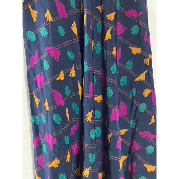 UMI COLLECTION By ANNE CRIMMINS Women's Navy/Multicolor Silk Midi Skirt SZ 4 - Picture 4 of 10